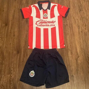 Club Guadalajara Las Chivas Home Soccer Jersey & Shorts Set Youth 2023-24 NWT